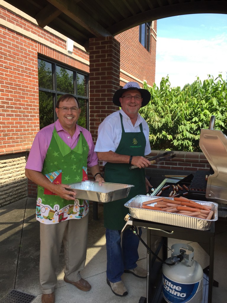 The hot dogs were cooked by our master chefs, Steve Crawford (CIO) and Jeff Mick (President).