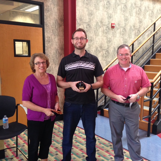 Congratulations to this year's chili cook-off winners! From left to right, Margaret Lane (IT)  third place; Elliott Johnson (Accounting)  grand champion; Steve Anderson (Accounting)  second place.