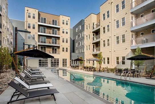 Residential complex outdoor space designed for community and relaxation