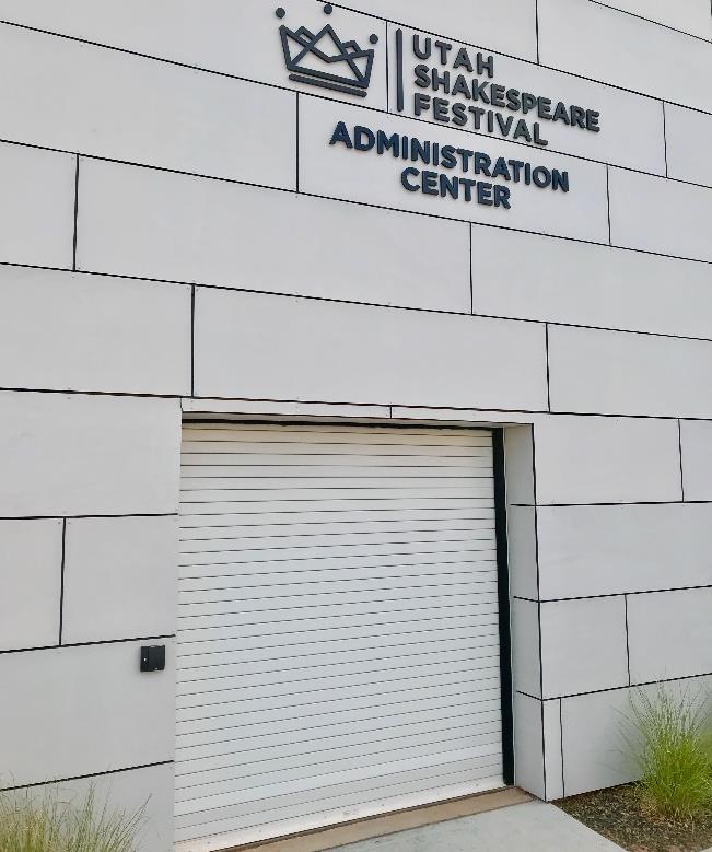 Service door for arts facility with minimal design and clean lines