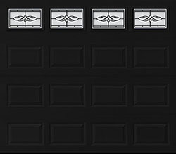 short panel glazed black steel single garage door 54